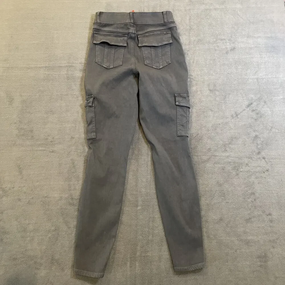 Spanx Womens Medium Black Stretch Twill Ankle Pull-On Cargo Pants Utility